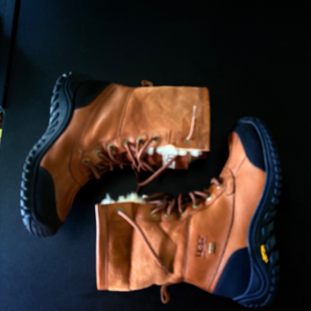 Ugg Adirondack snow Boots leather lambs wool ski boots winter size 9 chestnut - Picture 5 of 11